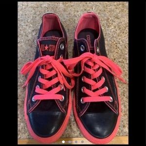 Pink and Black low top converse